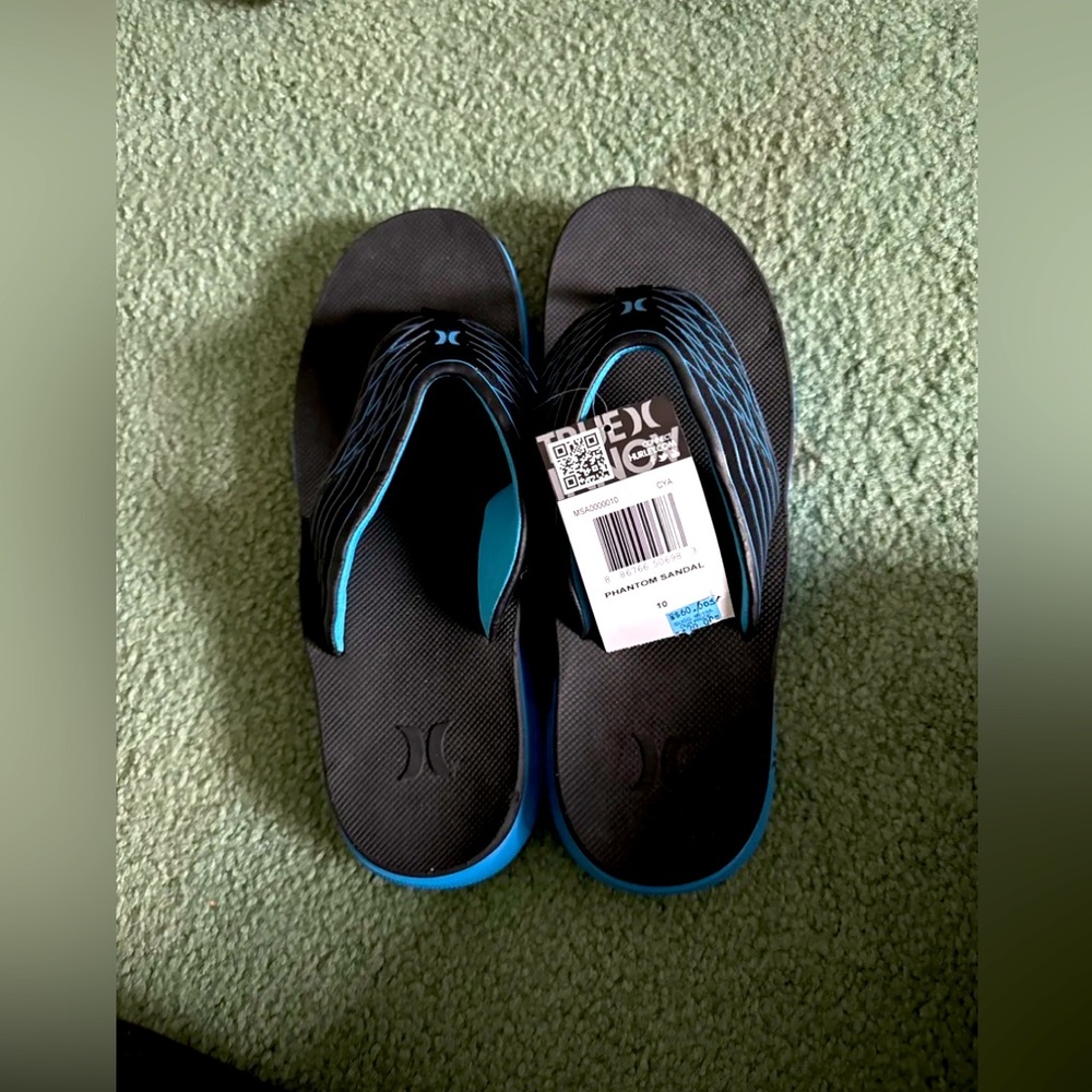 BRAND NEW - Blue Hurley Bubble Cushion Heel Surf Comfort Flip Flops Size 10